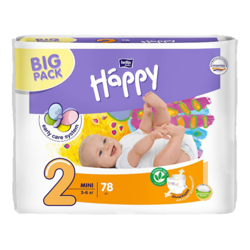 bella baby Happy Mini по 78 шт. вес 3-6 кг, подгузники для детей