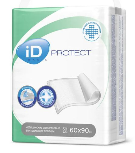 Пелёнки одноразовые впитывающие iD Protect 60x90 30 шт (60x90)