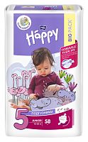 Подгузники Happy Junior (5) упак. 58 шт., 12-25 кг