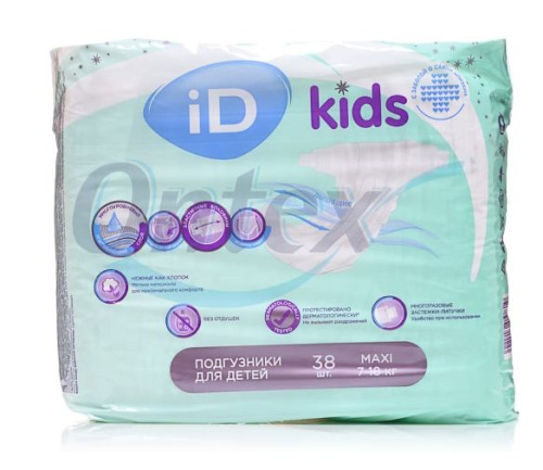 Детские подгузники iD Kids, 4 (Maxi), 38шт (7-18кг)