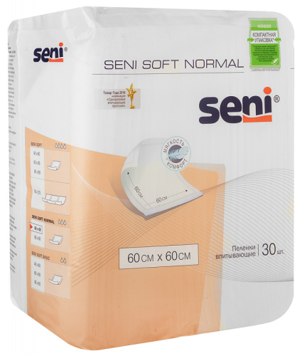 pelenki_vpityvayushchie_seni_soft_normal_60kh60_po_30_sht Пеленки впитывающие Сени Софт Нормал 60х60 по 30 шт.